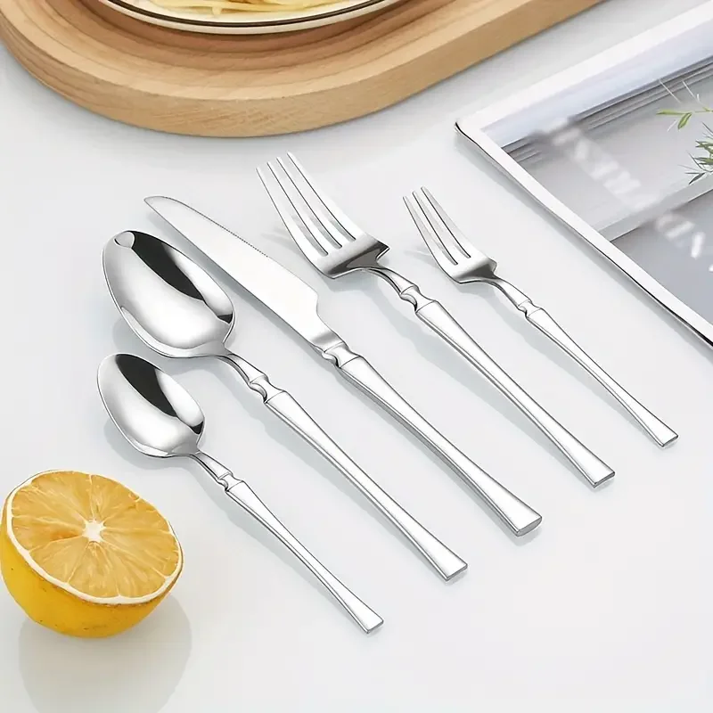 4/6/16/24pcs Silver stainless steel cutlery 2
