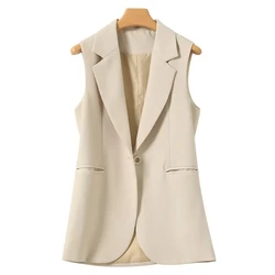 New Fashion Korean Women Vest Spring Autumn Suit Vest Sleeveless Jacket Cardigan Slim Fit Waistcoat High Quality Office Clothing