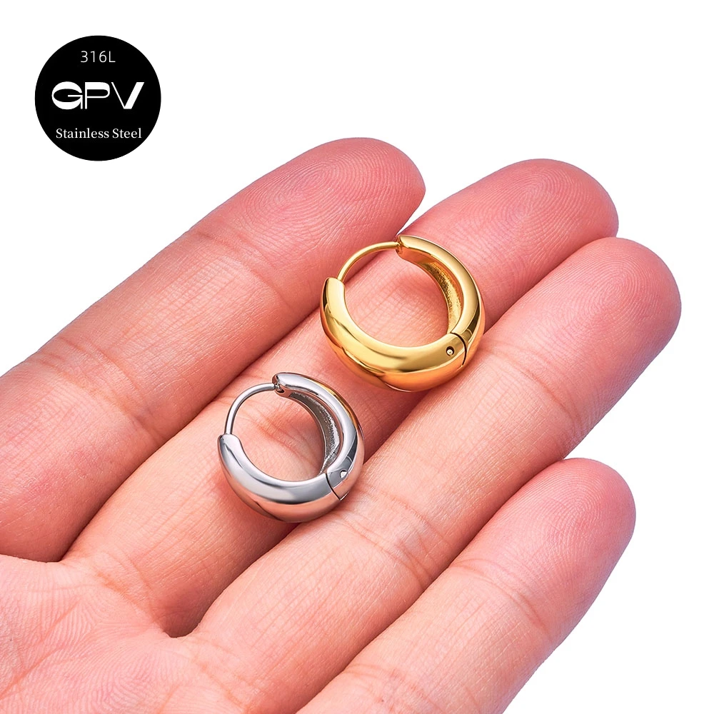 2PCS 316L Medical Stainless Steel Earrings With A Niche Design Women's Perforated Jewelry Light Luxury Ear Rings