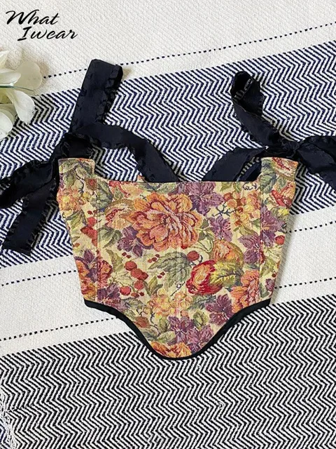 Whatiwear Summer Women T-shirts Y2k Vintage Corset 2022 Aesthetic Print Backless Top Fashion Woman Blouses Party Streetwear Black