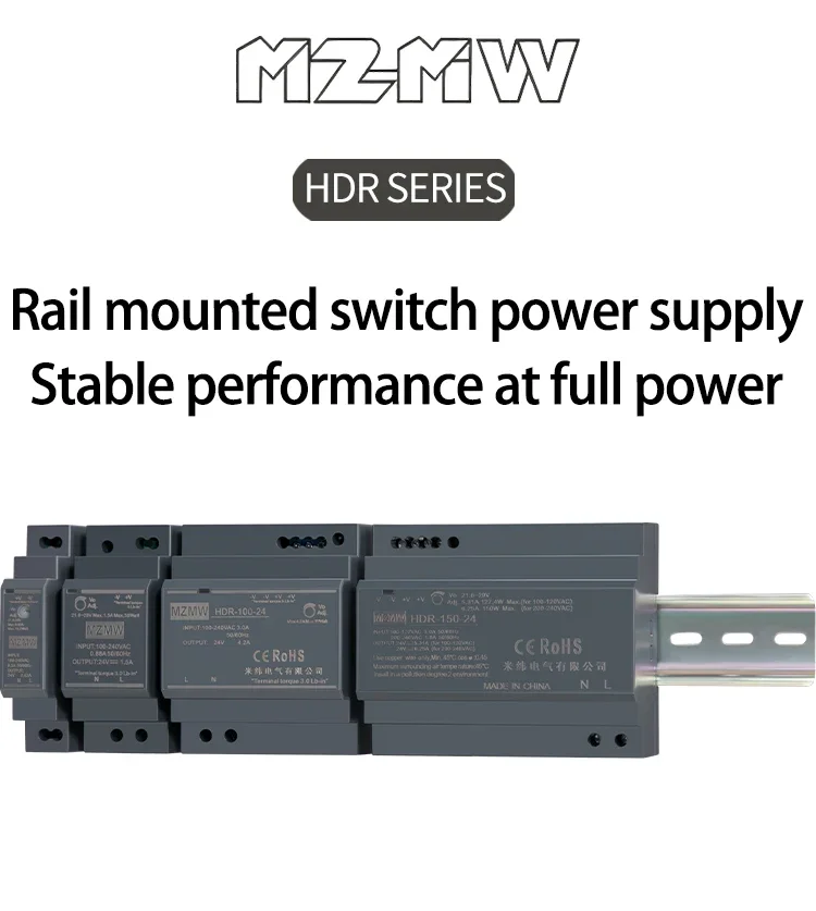 Description Picture 2 of itemHDR DIN Rail Switching Power Supply Series 30W AC To DC 100-240VAC 12V 24VDC Industrial Transformer Lighting Driver