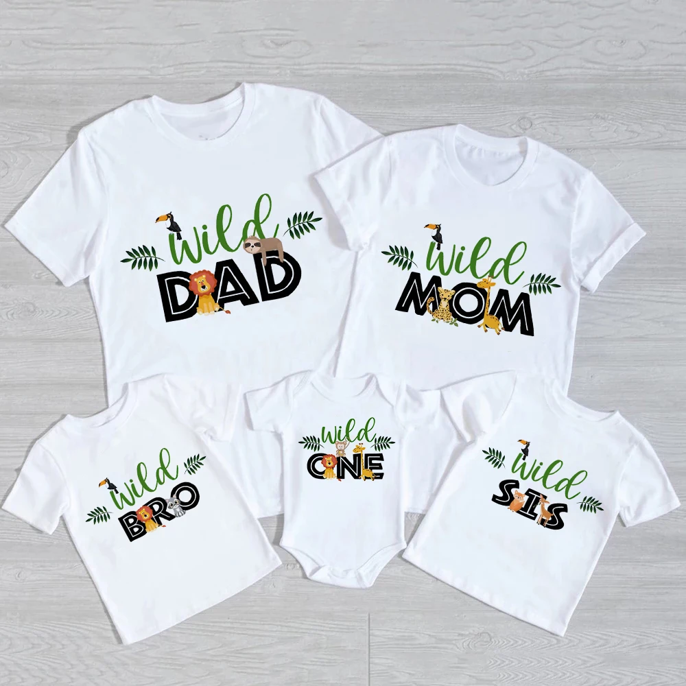 Camisas de Família Selvagem Combinadora, Mãe, Pai, Filho, Mãe