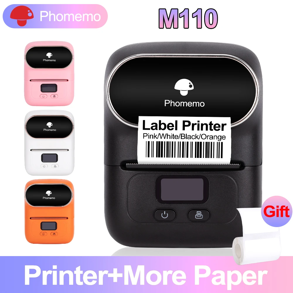 small phone printer Phomemo M110 Mini Portable Thermal Label Printer Multi-function Self-Adhesive Sticker Label Maker Machine for Office Clothes Tag mini handheld printer