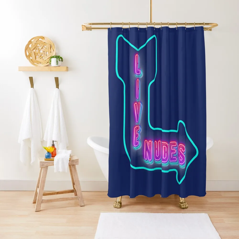 Live Nudes Neon Sign Funny Shower Curtain, Bath Mat, Bathroom Decor Shower Curtain Elegant Bathroom Curtain