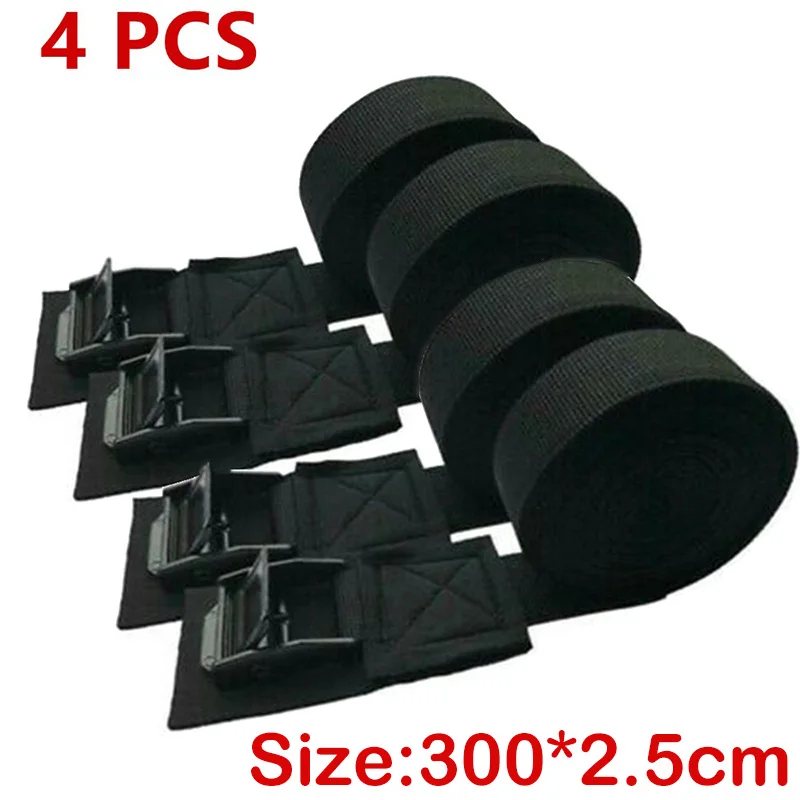 

2/4Pcs 3M Buckle Tie-Down Belt Cargo Straps For Car Motorcycle Bike With Metal Buckle Tow Rope Strong Ratchet Belt For Luggage