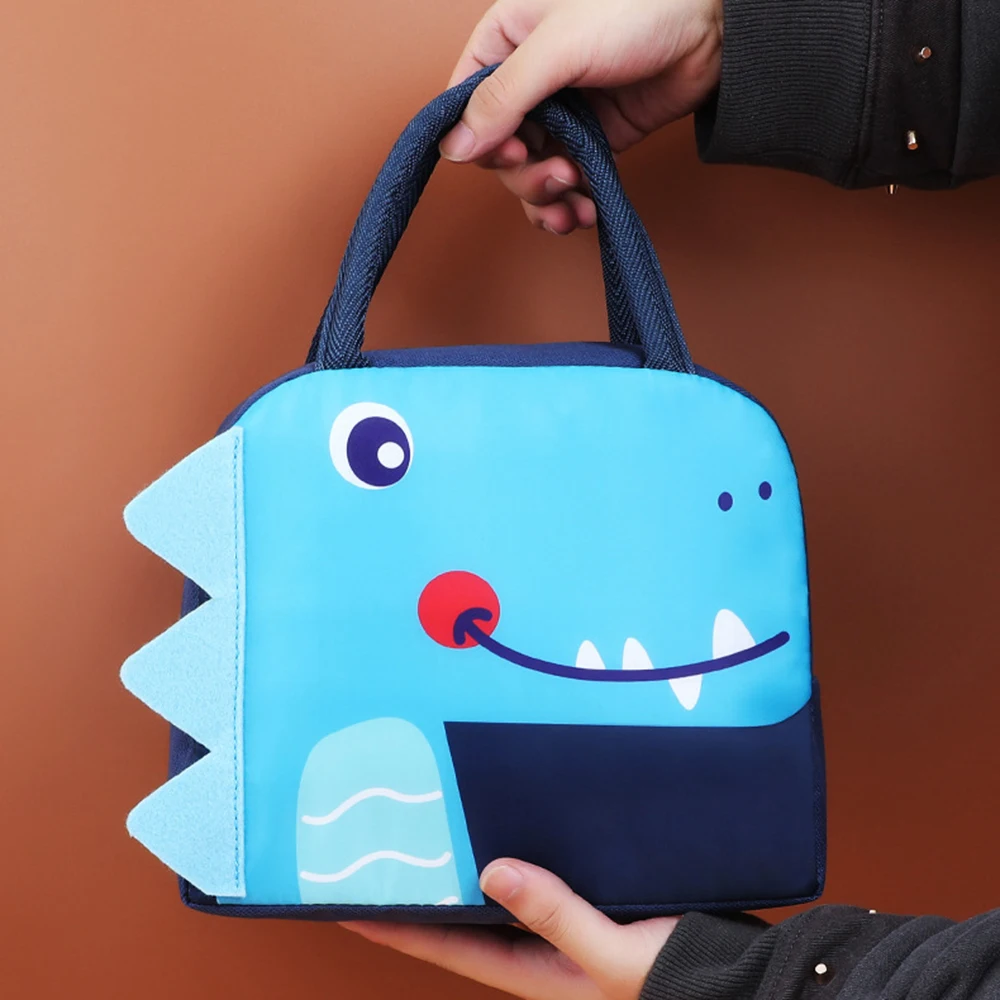Cute Cartoon 3D Bento Handbag – Insulated Canvas Lunch Bag