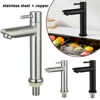 Stainless Steel Single Cold Water Sink Faucet Single Handle Bathroom Counter Basin Faucet Basin Sink Tap for Bathroom Kitchen 1