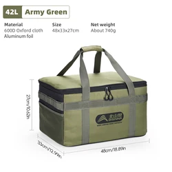 BISINNA 26L Foldable Outdoor Camping and Picnic Storage Bag with Adjustable Partition (Army green 42L)