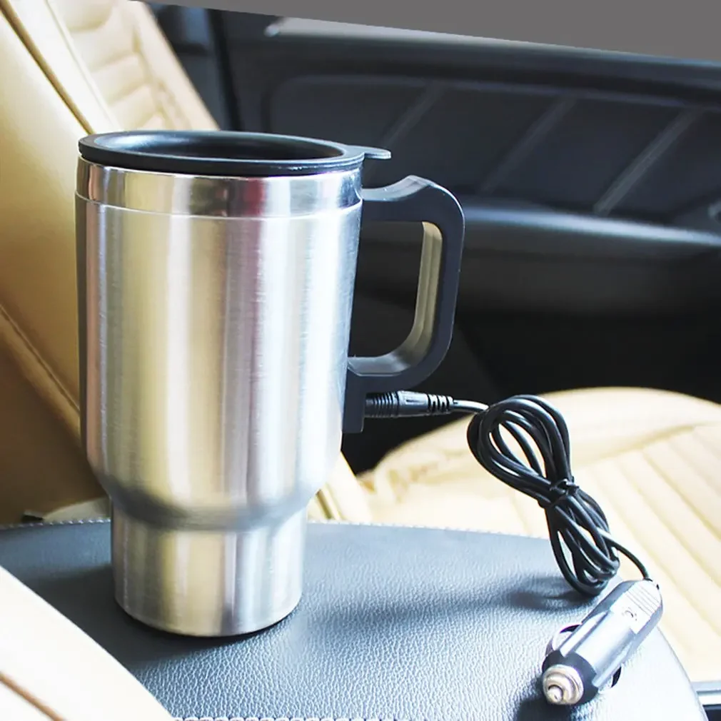 

Stainless Steel Vehicle Heating Cup 12V 500ml Steel Thermos Heating Cup Car Auto Adapter Heated Kettle Travel