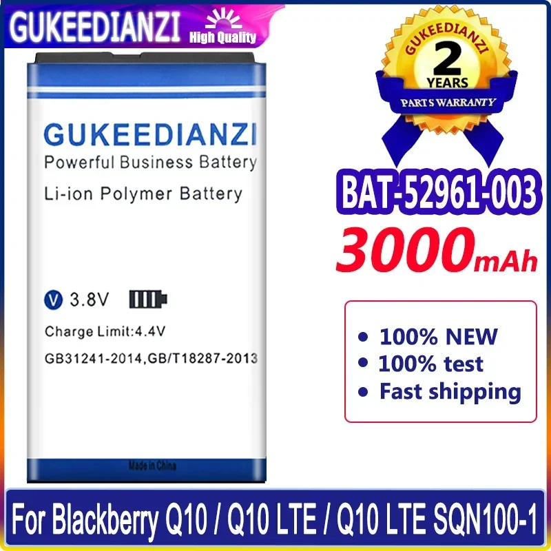 Batteria 3000Mah Bat-52961-003 Di Alta Qualità Per Blackberry Q10/Q10 Lte/Q10 Lte Sqn100-1 Batteria Del Telefono + Numero Di Tracciamento