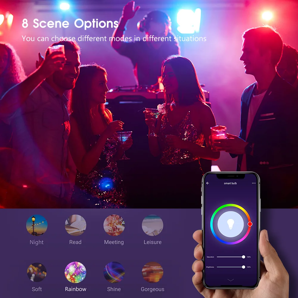 Teckin-bombilla LED inteligente con WiFi, luz RGB Multicolor para Alexa,  Google Home, 13W, 1300L, 6500K, E26 - AliExpress