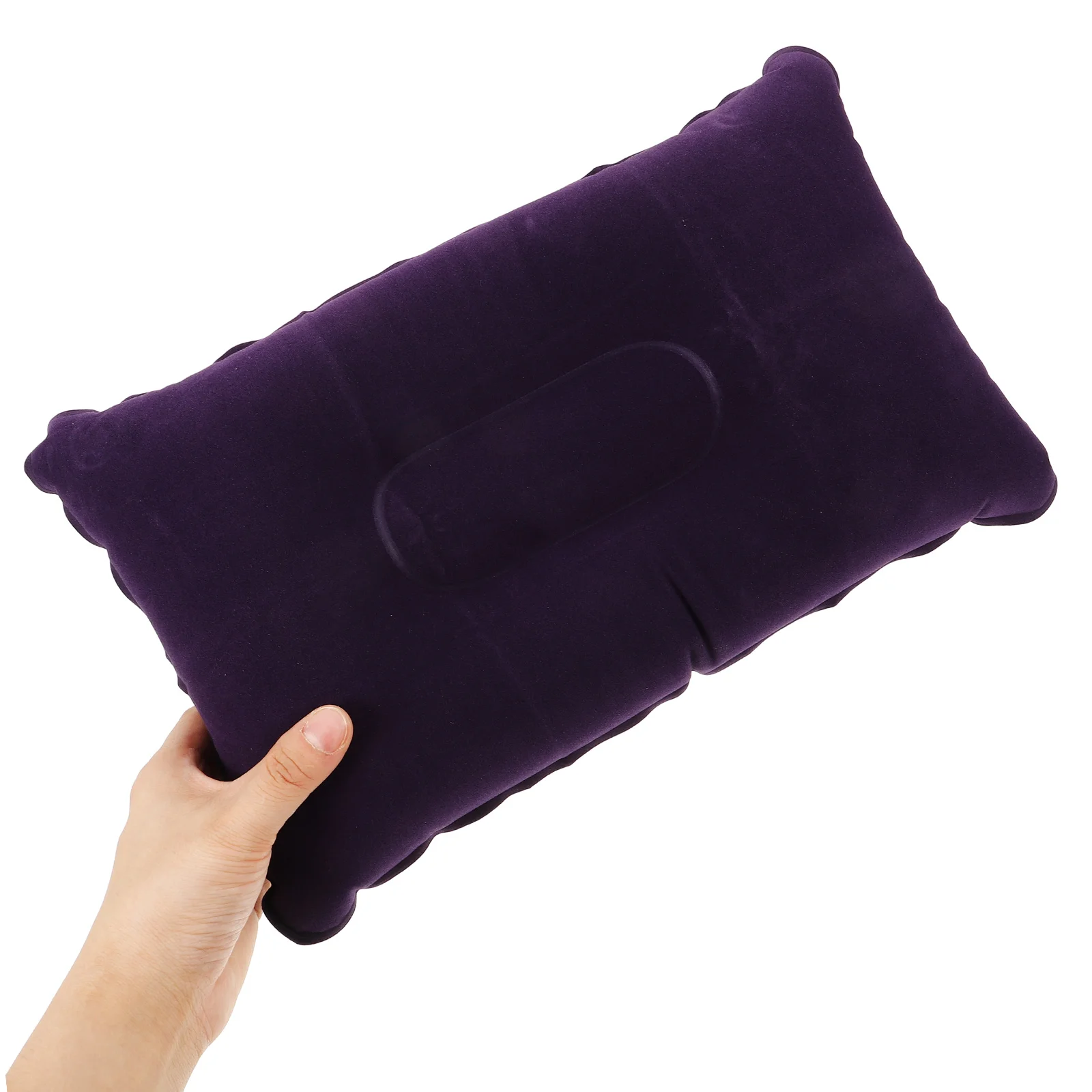 Super-thick Flocking Fabric Inflatable Pillow Portable Travel Pillow for Outdoor Activities (Dark Blue) 3