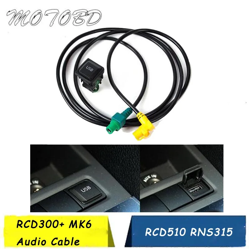 

Car USB Cable Adapter with Switch for VW-Golf RCD510 RNS315 RCD300+ MK6