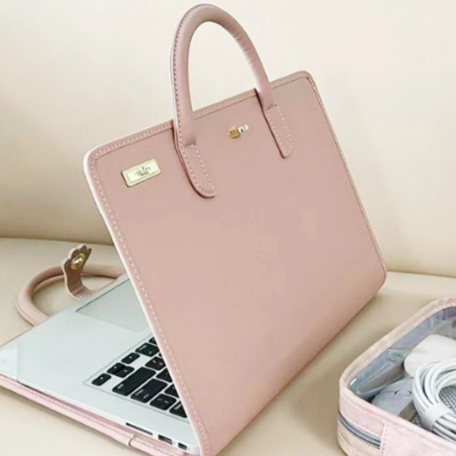 Laptop Sleeve with Handle PU Laptop Case Roseate Stylish Water Proof Laptop Sleeve Protective Bag with Handle for 14 Inch Laptop - 2