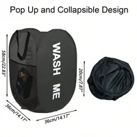 Portable Mesh Pop Up Laundry Hamper Wide Opening Breathable Collapsible Space-Saving Laundry Basket Dorm Travel Bathroom Items 3