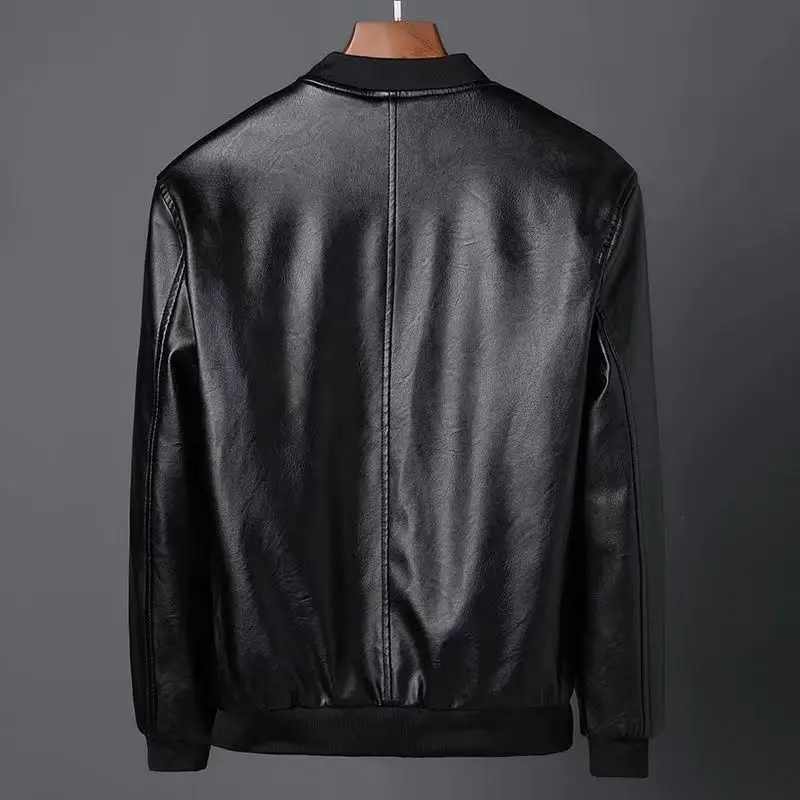 Autumn Winter KPOP Fashion Style Harajuku Slim Fit Tops Casual All Match Leather Jacket Pockets Zipper Long Sleeve Outerwear