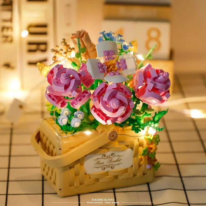 Flowers Rose Building Block Bouquet Kit DIY Flowers Toys Bonsai Tree Sets  with Cover Botanical Collection Holiday Bricks Gifts - AliExpress