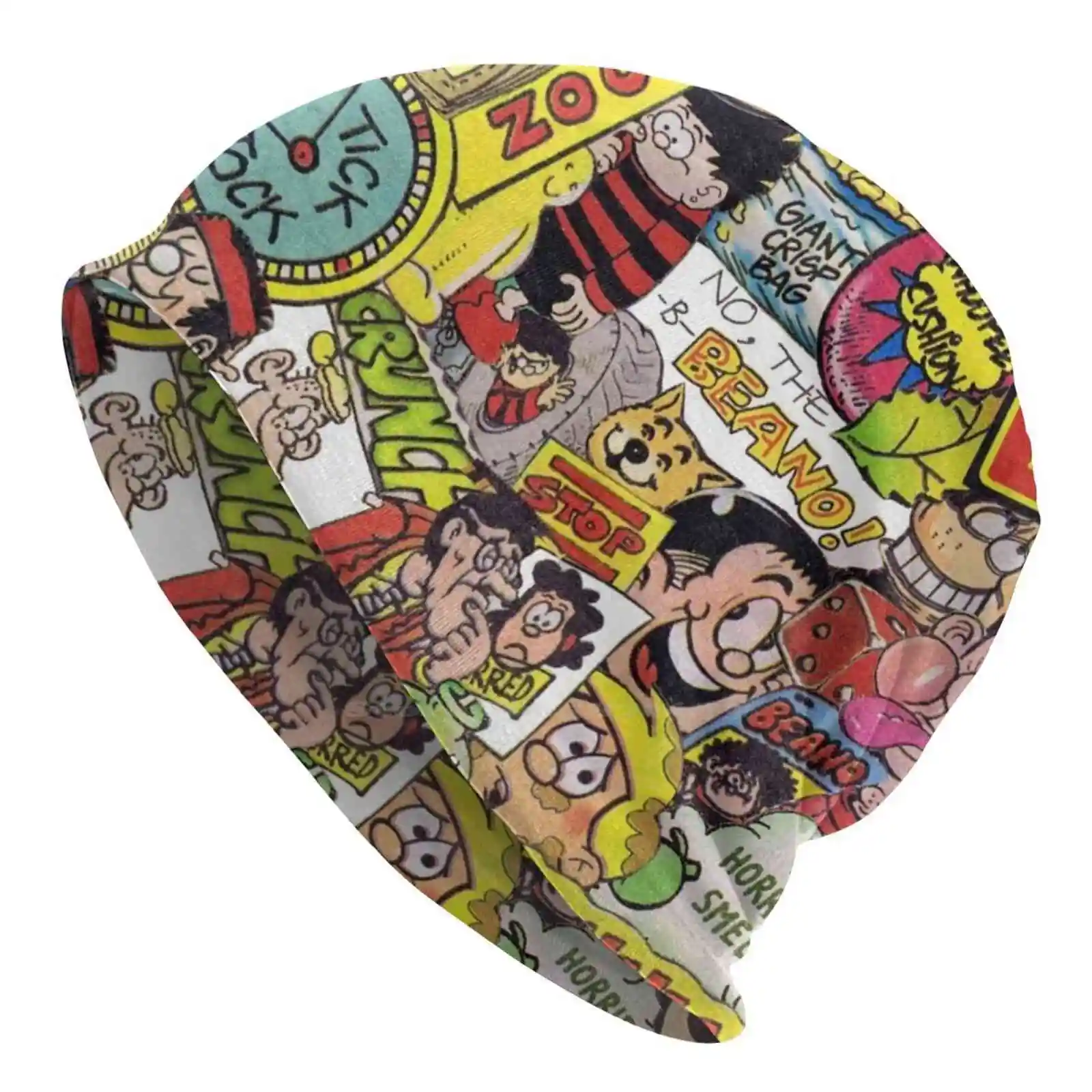 Beano Cappello Lavorato A Maglia Warm Beanie Outdoor Caps Beano Dennis The Miness Gnasher Roger The Ivy The Bad Comics Annuals Collage