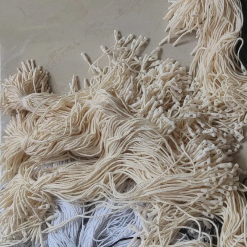 1000PCS 8 inches Cotton Tag Strings Hang Tags cords Garment Snap Lock Pin Loop Tie Fasteners