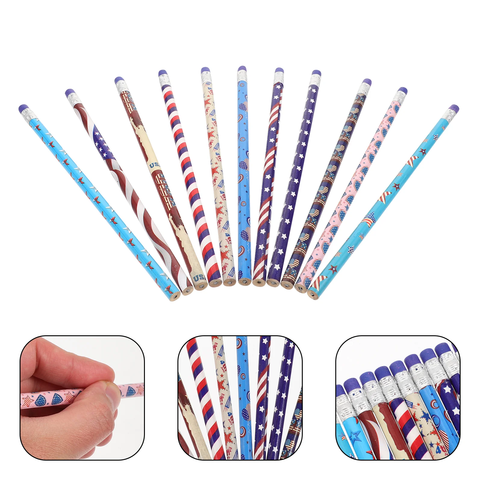 

USA Patriotic Pencils American Flag Pencils USA Flag Pencils Patriotic Pencils Erasers Independence Day 4th July Party