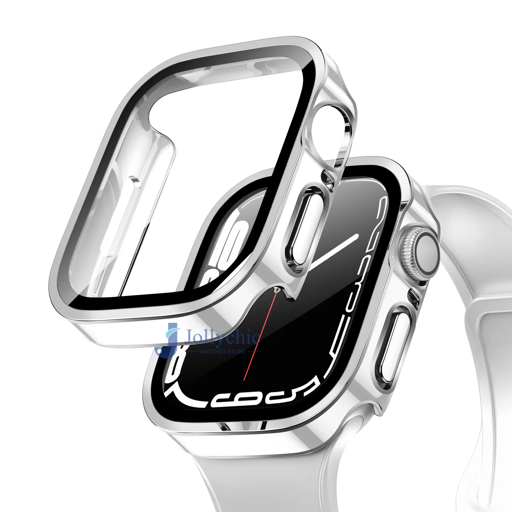 Premium Waterproof Tempered Glass Watch Case Cover with Edge Protector