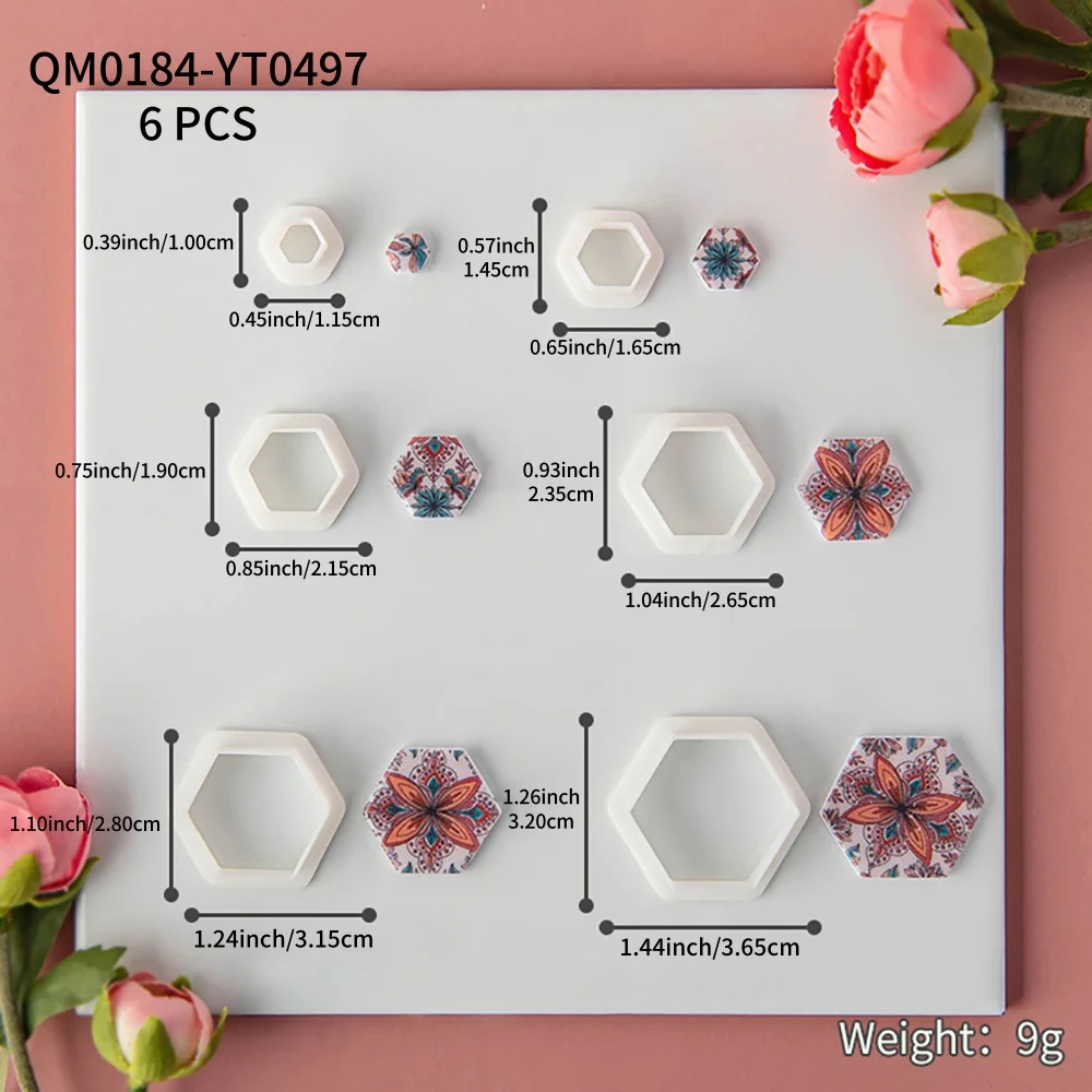 6 Teile/satz Geometrische Geformte Polymer Clay Schneider Kreative Grafiken DIY Ohrring Anhänger Schmuck Schneiden Ton Form Pottey Werkzeuge – Detail 3