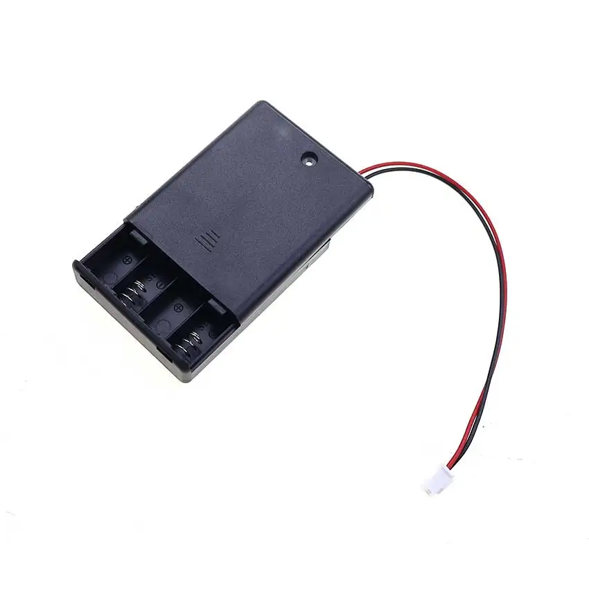 JCD AAA 배터리 홀더 보관 케이스 박스 4 슬롯 AAA 배터리 홀더 DC 5.5x2.1mm PH2.0 XH2.54 SM 듀폰 터미널 리드와이어 포함