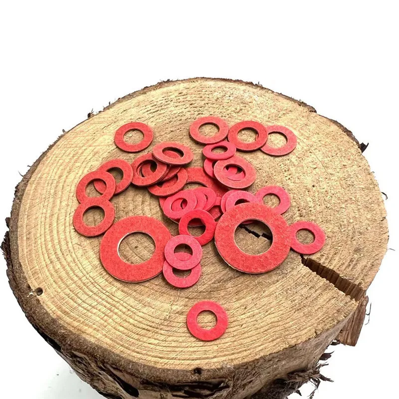 

50/200pcs M2 M2.5 M3 M4 M5 M6 M8 M10 M12 M14 M16 Red Steel Paper Insulating Flat Washer Insulation Plain Gasket Pad Ring Spacer
