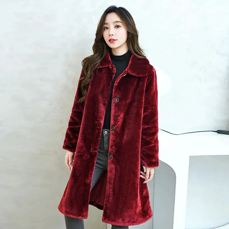 Spring Autumn Imitation Mink Fur Coat Women's  Autumn Winter Lmitation Fur Coat Lmitation Mink Fur Coat Women's Large New Style