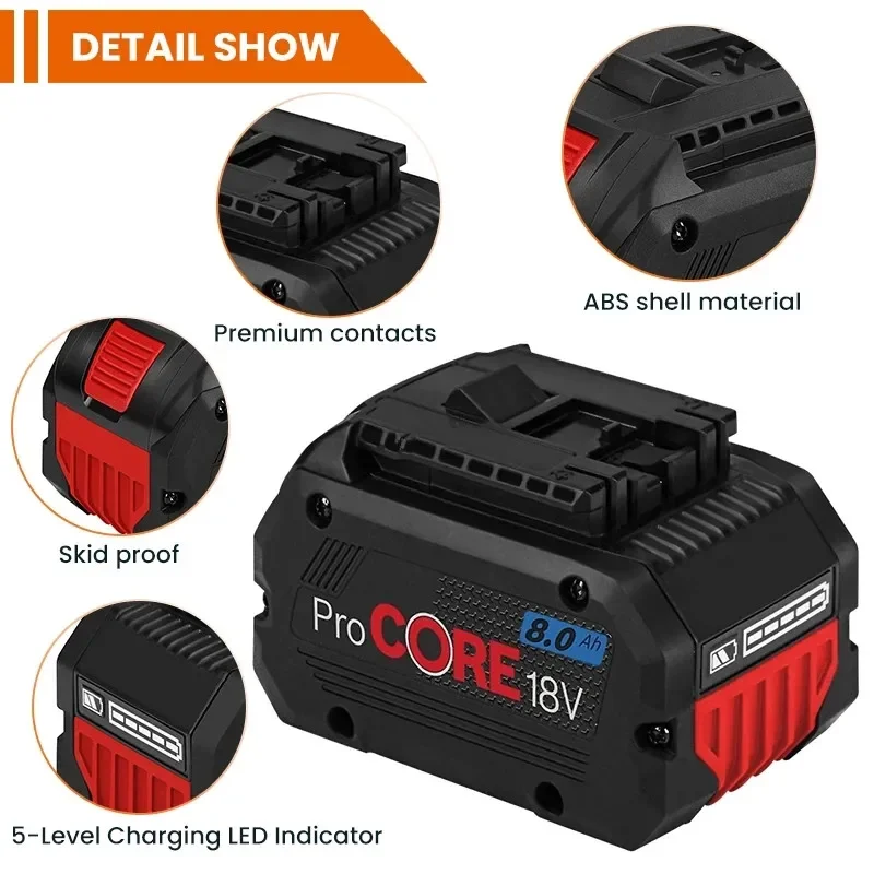 

18 в 8000 мАч ProCORE er400 батарея для Bosch 18 в профессиональная система беспроводной уплотнитель BAT609 BAT618 GBA18V80 21700 Zelle