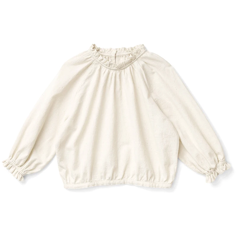 Girls 100% Cotton Frilled Crew Neck Blouse Autumn Long-Sleeved Casual Loose Children's Tops kids shirts