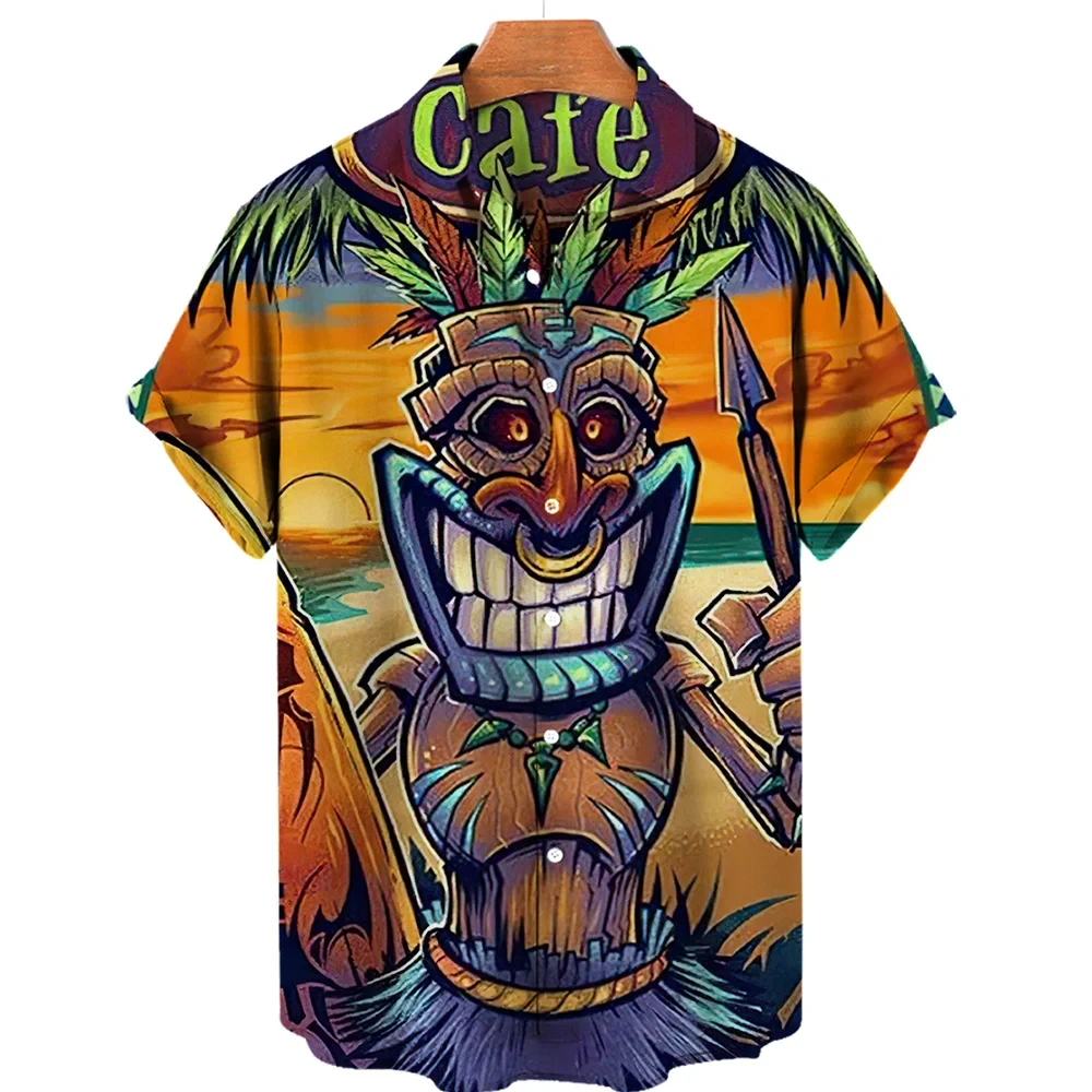 3d Skull Hawaiian Shirt for Man Oversized Casual Men's Shirts Streetwear Beach Summer Male Short Sleeve Blouse Trendy Tops Tees 3