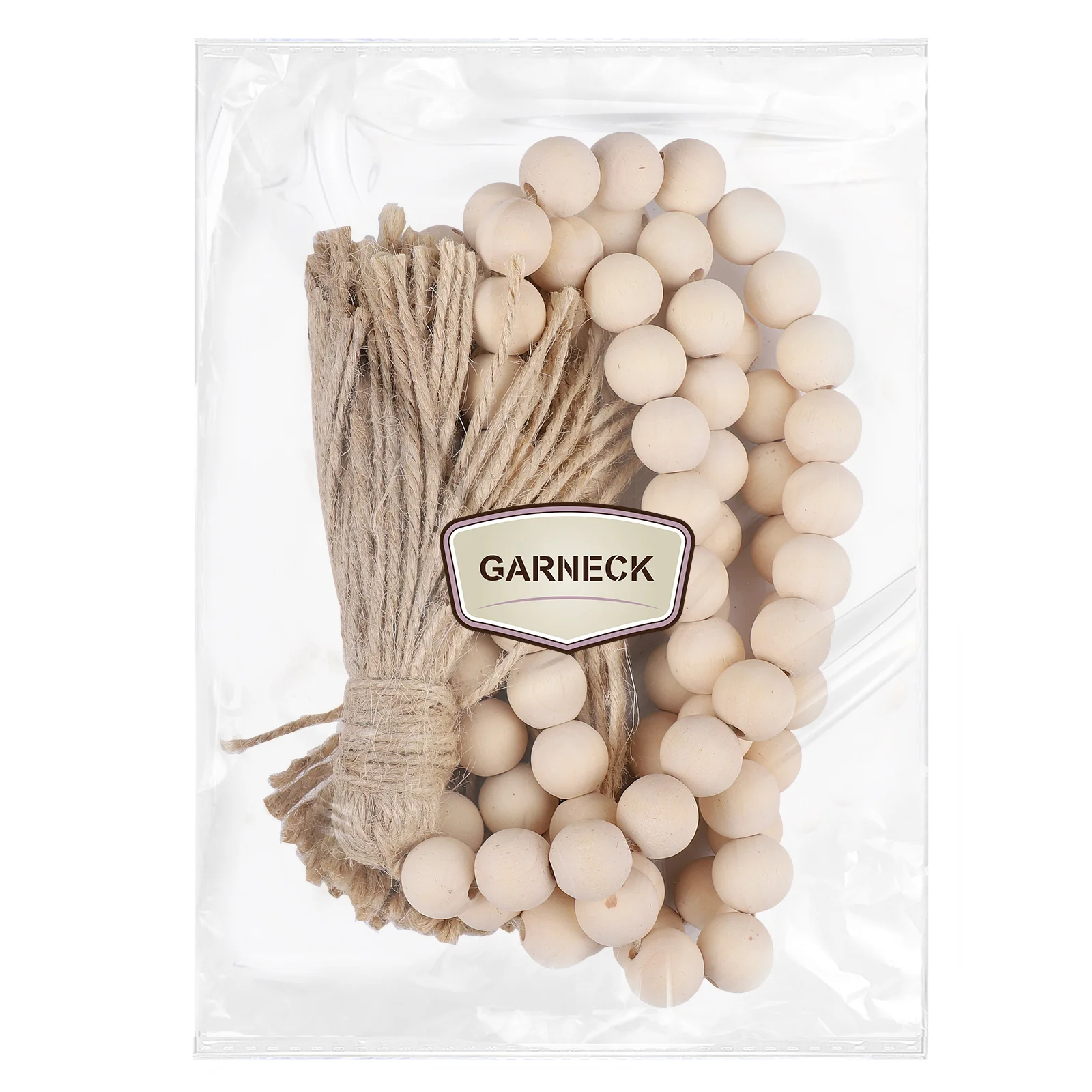

Wood Bead Garland Prayer Beads Wall Hanging Decor Ornament Farmhouse Home with Tassels Wreath
