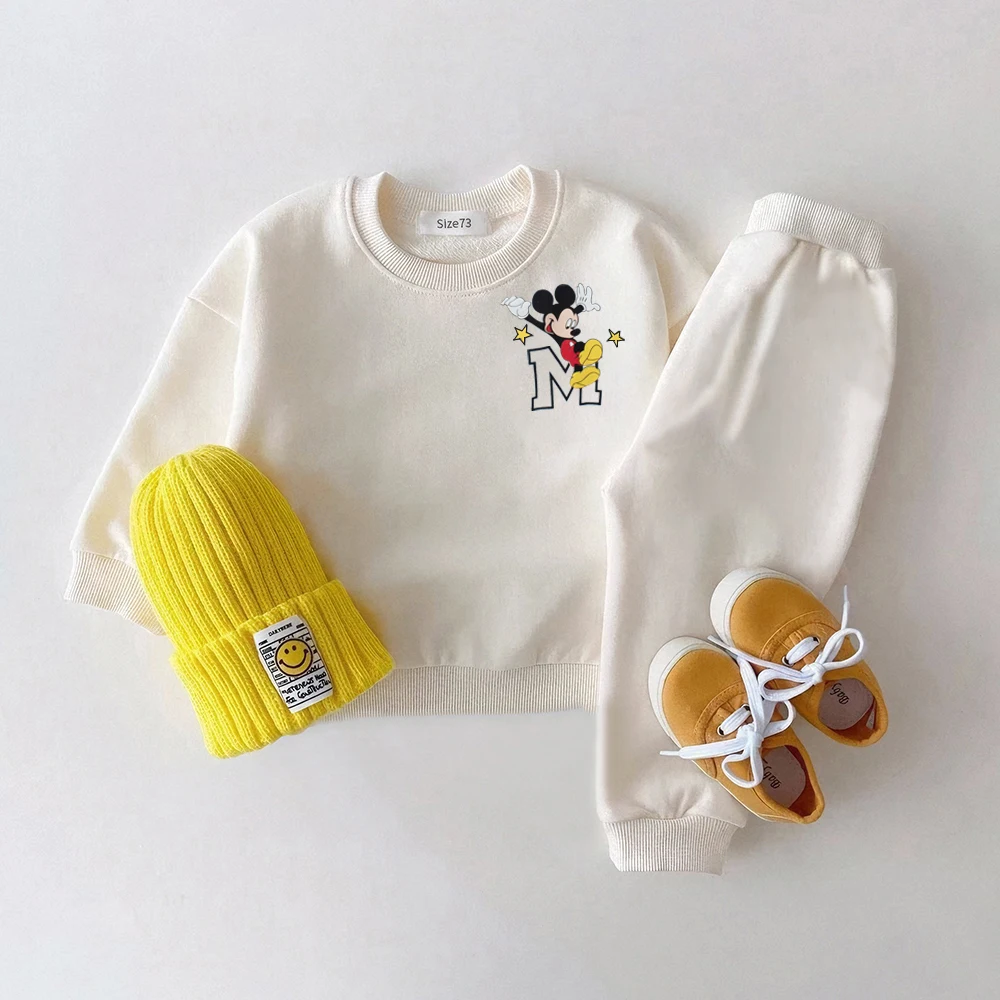 Mickey Baby Boy Tracksuit Toddler Girl Cartoon Long Sleeved Top + Pant Spring Autumn Children Suits 4