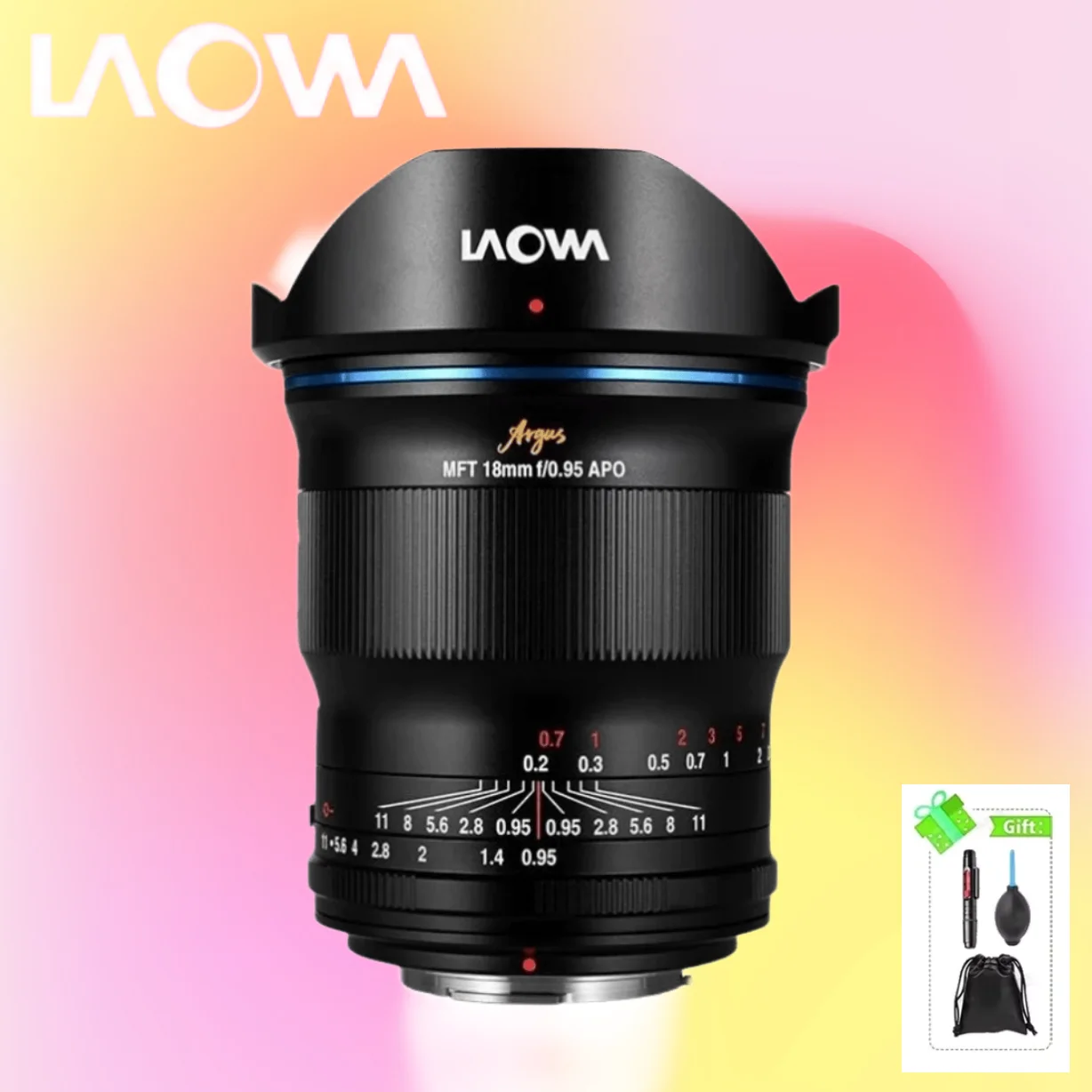 초고속 렌즈 라오와 18mm f/0.95 아르구스 MFT APO 렌즈 광각 프라임 수동 초점 디자인 36mm 풀프레임 상당