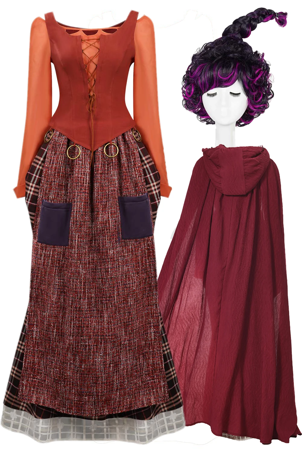 Mary Sanderson Cosplay Costume Hocus Halloween Pocus Outfits Women Dress  Ladies Witch Role Play Party Clothes Adult Fashion New - AliExpress, image size:1001x1500