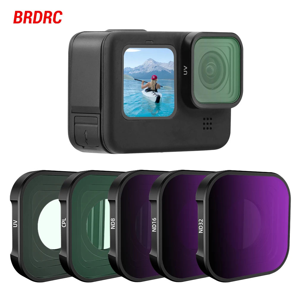 

BRDRC Lens Filters Set For Gopro 12/9/10/11Action camera UV/CPL/ND8/16/32 Polarizing Optical Glass Kit Replaceable Accessories