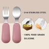 2PC Baby Silicone Stainless Steel Spoon Set Children's Training Fork Spoon Portable Baby Feeding Utensils Tableware Set With Box 5