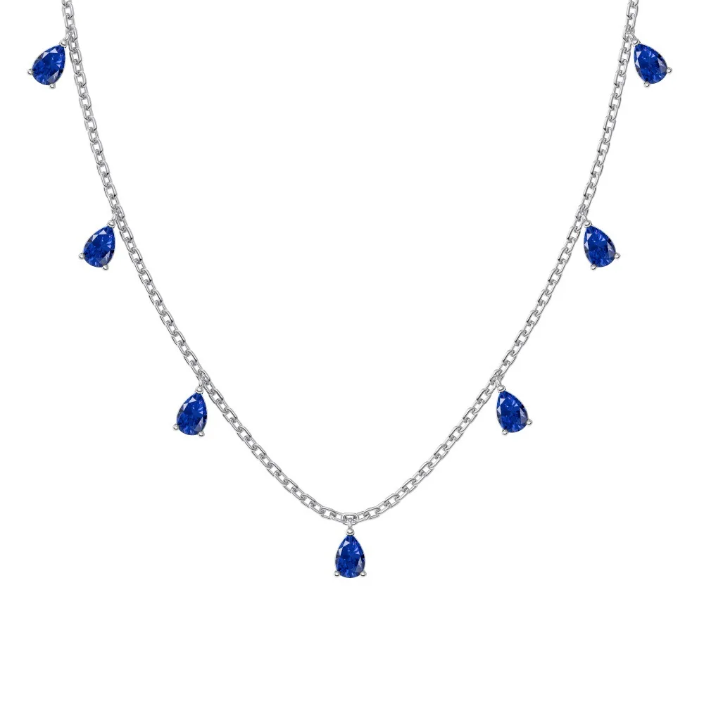 ‌Genuine S925 Sterling Silver Waterdrop Necklace | Cubic Zirconia Adjustable Chain | Tri-Color Jewelry Gift for Her, Anniversary 6