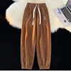 Men Winter Corduroy Plush Extra Thick Pants Lambswool Warm Loose Comfortable Rib Leg Pants Lined Fleece Sports Joggers Trousers 4