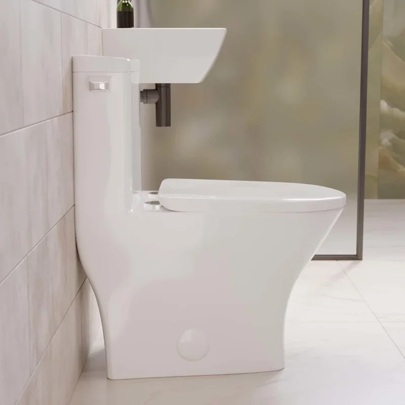 Well Made Forever SM-1T260, Sublime II One-Piece Round Toilet Side Flush 1.28 GPF