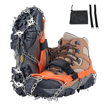Crampons Shoes 19 Spikes Ice Snow Gripper Shoes Camping Anti-Slip Climbing Protect for Jogging Walking Hiking on Snow Ice