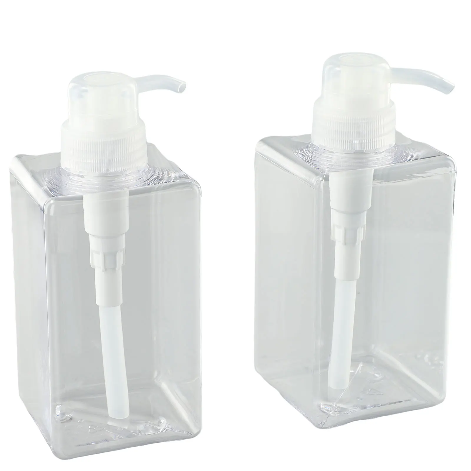 

Ergonomic and User Friendly Soap Dispenser Set Set of 2 Clear Pump Bottles for Bathroom and Kitchen (450ml Each)