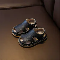 2024 New Summer Baby Shoes Genuine Leather Closed Toe First Walker Soft Sole Cut-outs Fashion Baby Girls Boys Sandals 5