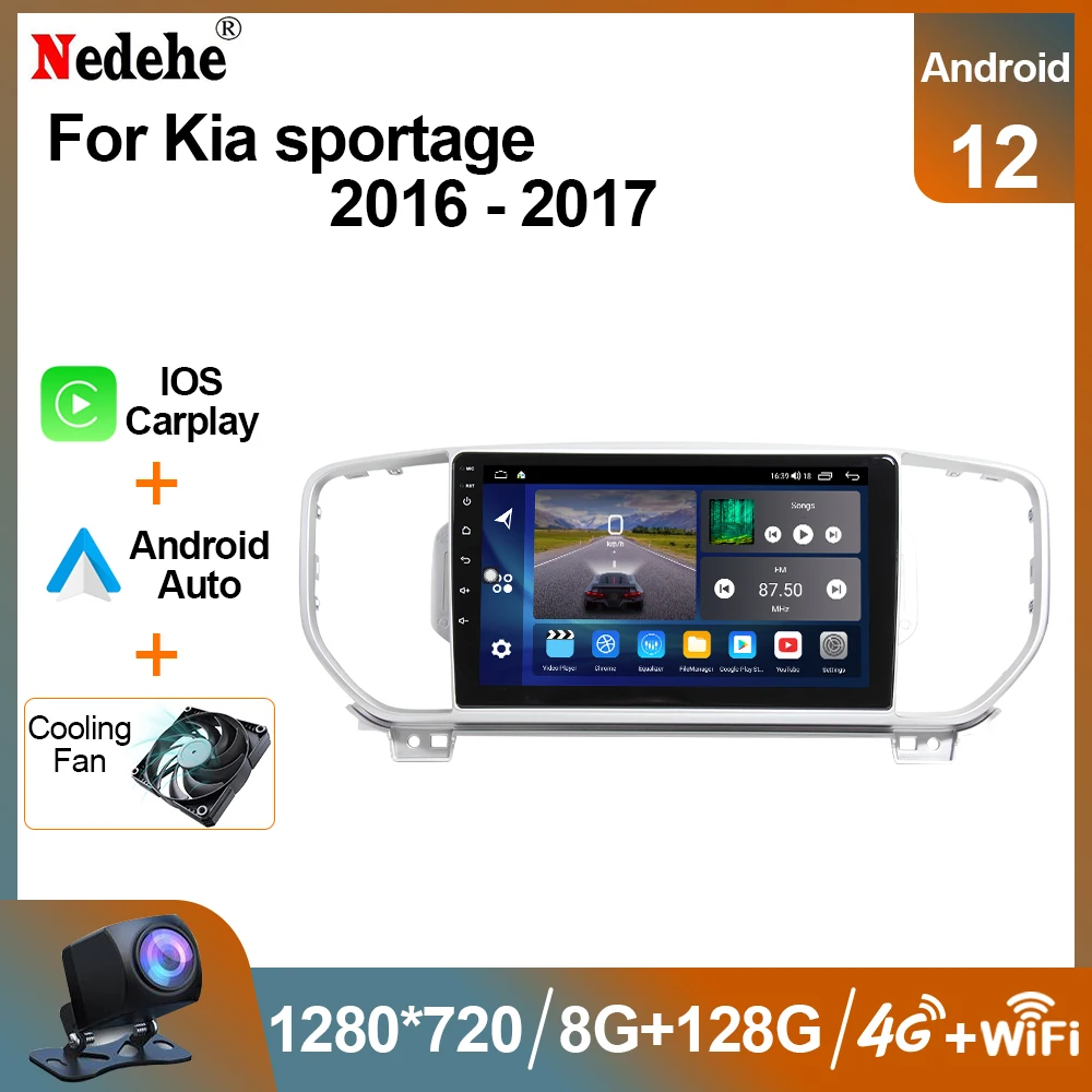 Autó Rádióadó hifi android 12 számára KIA sportage 2016 2017 2018 Multimédia videó Játszadozó carplay 2 Ricaj autoradio Hang GPS Merevlemez Hamis színben tüntet fel