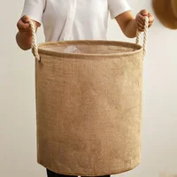 Foldable Laundry Basket Cotton Linen Clothes Toy Storage Basket Laundry Baskets with Handle Home Dirty Clothes Organizers 4