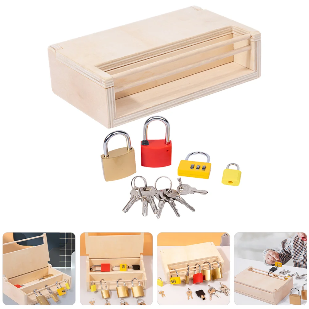 Early Education Holding Box Wooden Toy Educational for Toddler Keys Locks Learning Toys Children and Kid Baby