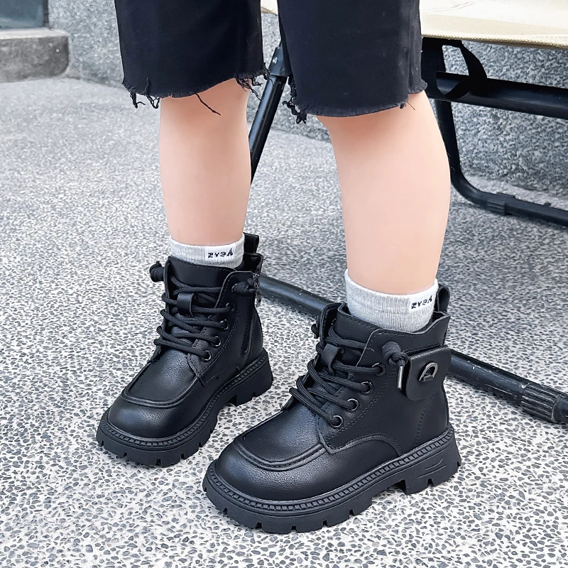 Girls Leather Ankle Boots Warm Lined Non Slip Hiking Boots