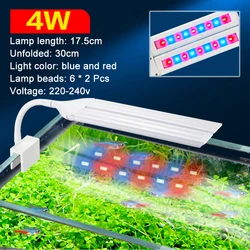 Enhanced LED Aquarium Light for Plant Growth - Full Spectrum with Timer, Super Bright Clip-On Design (4w blue red)
