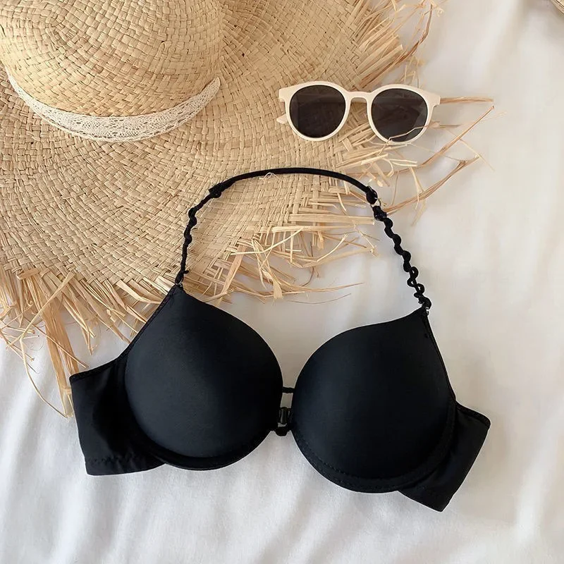 Size From 32A/B TO 38A/B Backless Push Up Deep V Hang Neck Sexy Bra Women Underwear